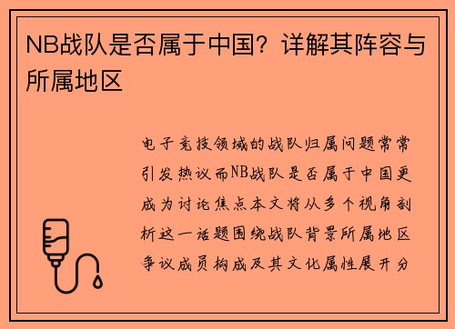 NB战队是否属于中国？详解其阵容与所属地区
